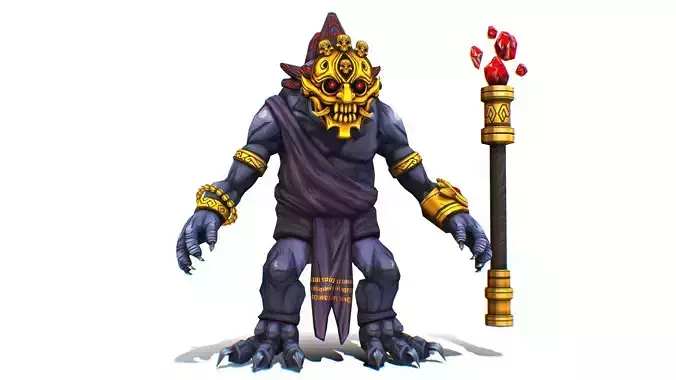 Gnome Gremlin Troll Monster Skull Golden Mask Lowpoly Low-poly 3D model