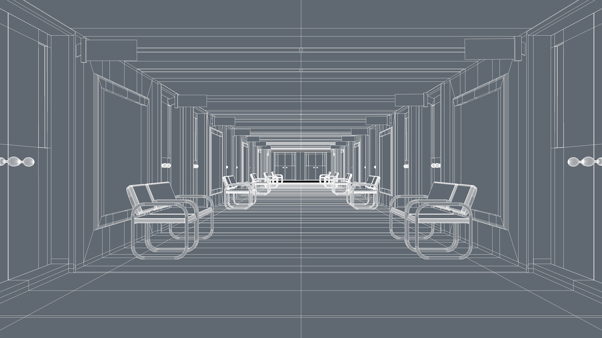 Hospital Hallway Corridor 3D model_5