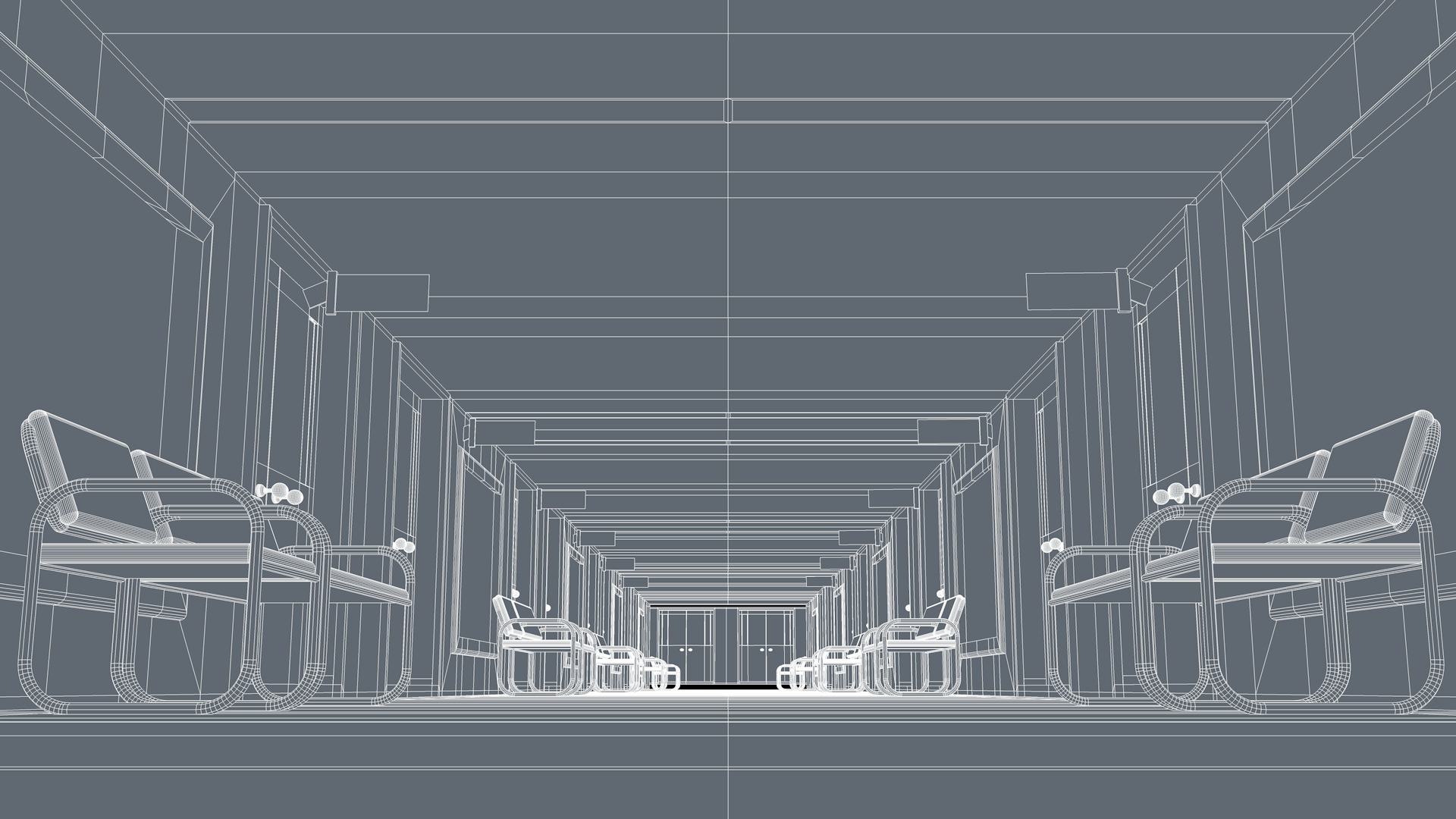 Hospital Hallway Corridor 3D model_6