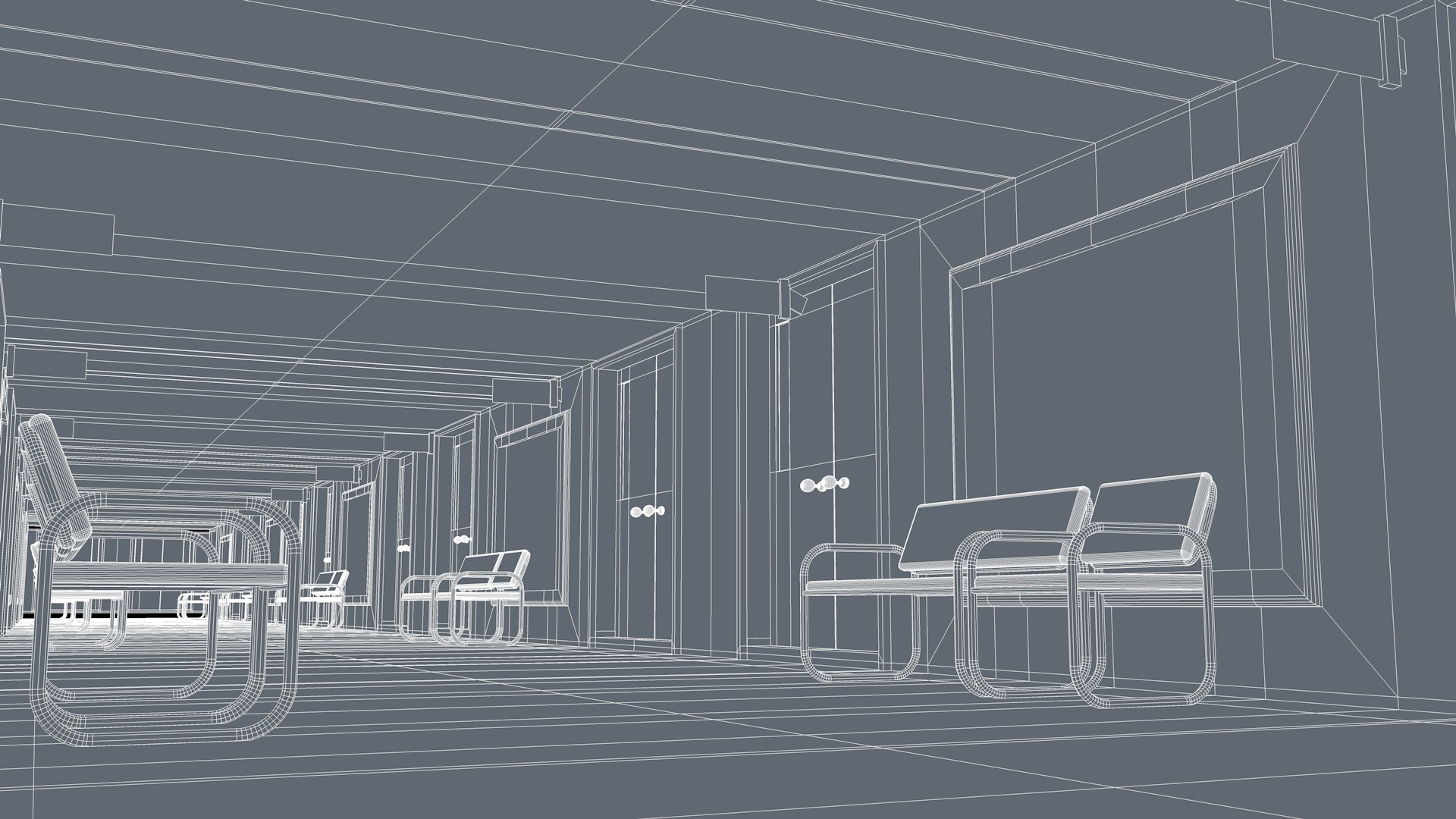 Hospital Hallway Corridor 3D model_8