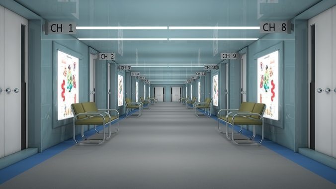 Hospital Hallway Corridor 3D model