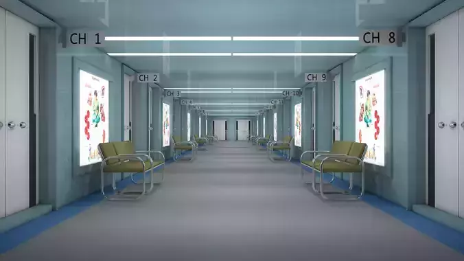 Hospital Hallway Corridor 3D model