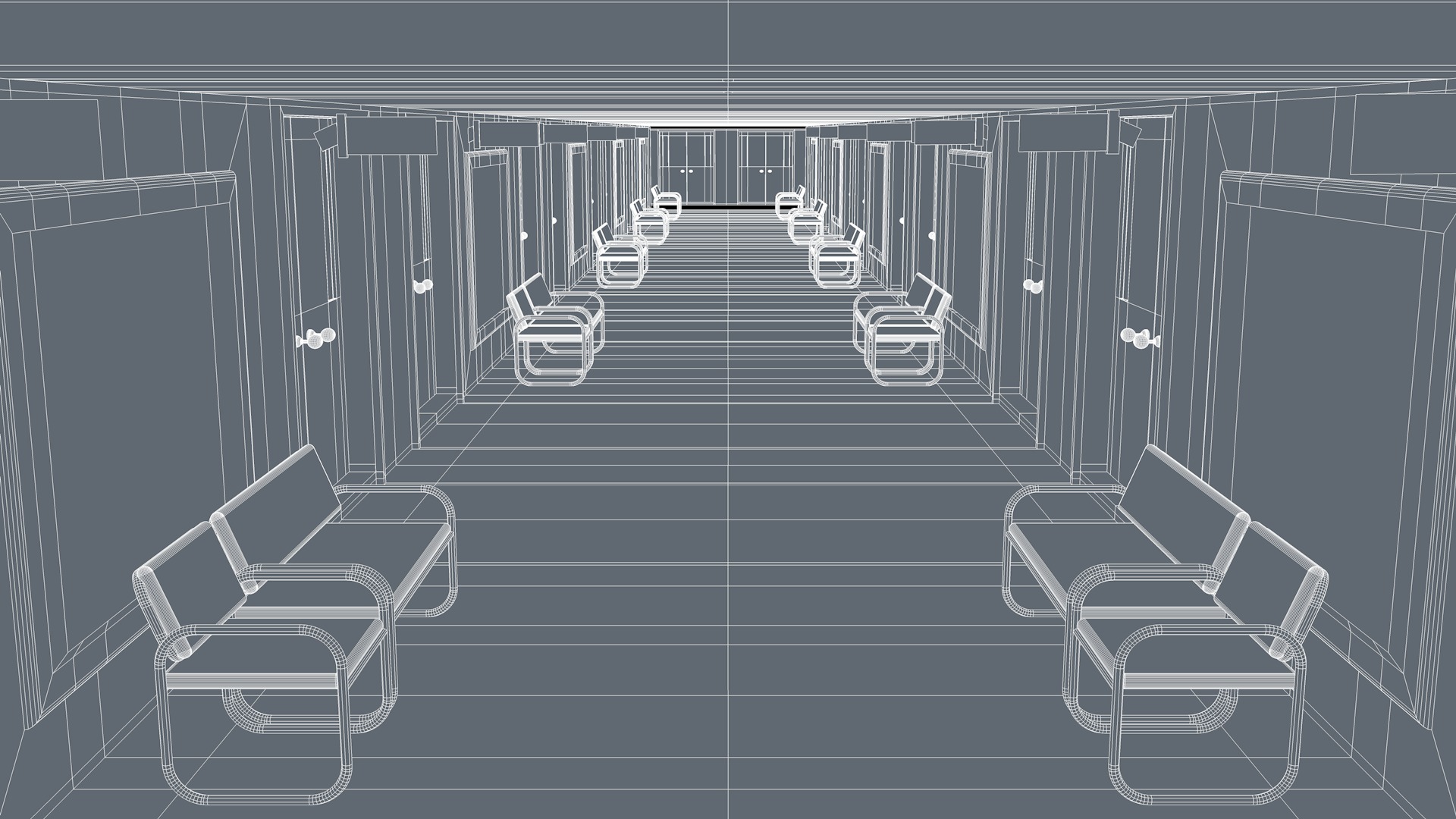Hospital Hallway Corridor 3D model_7