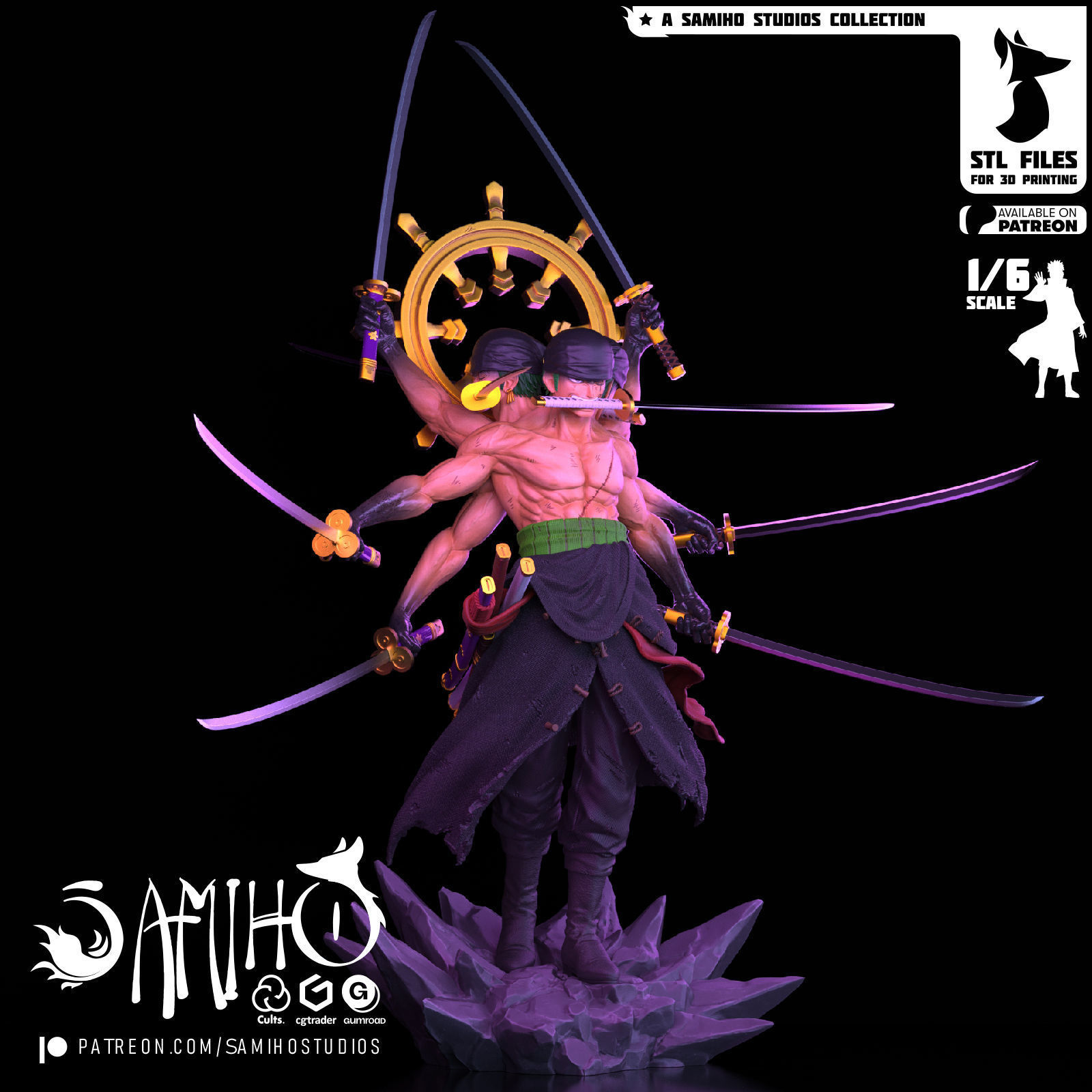 Samiho Studios - Zoro Ashura - STLs ready for printing 3D model 3D