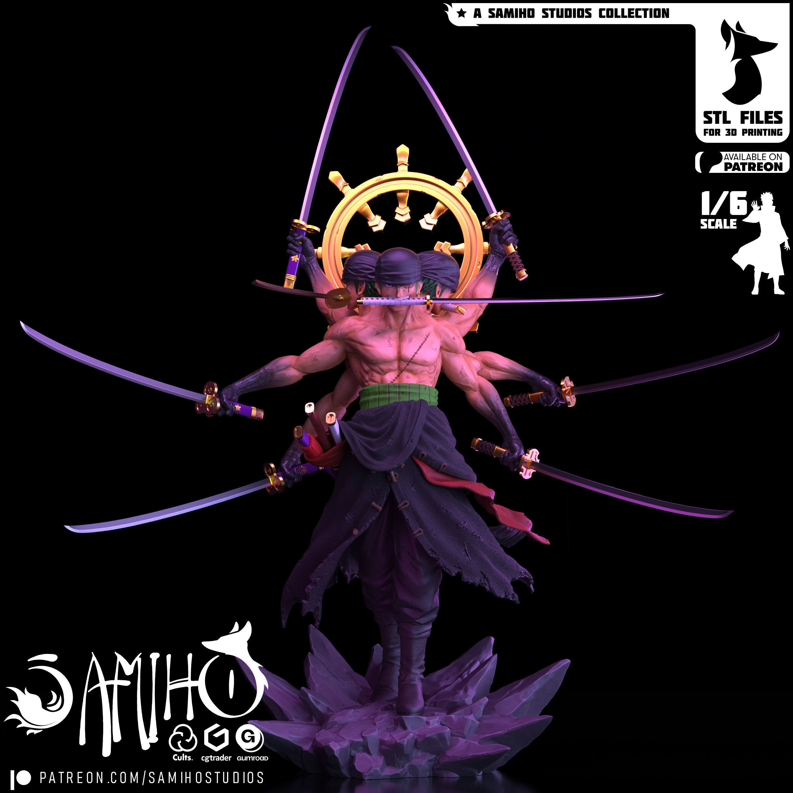 Samiho Studios - Zoro Ashura - STLs ready for printing 3D model 3D