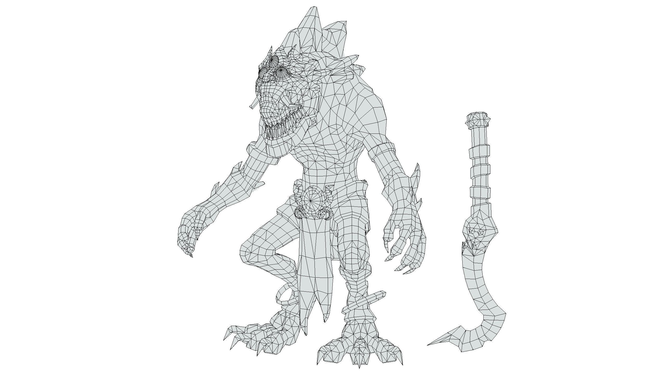 Gnome Gremlin Troll Monster Skull Golden Mask Lowpoly Low-poly 3D model_19