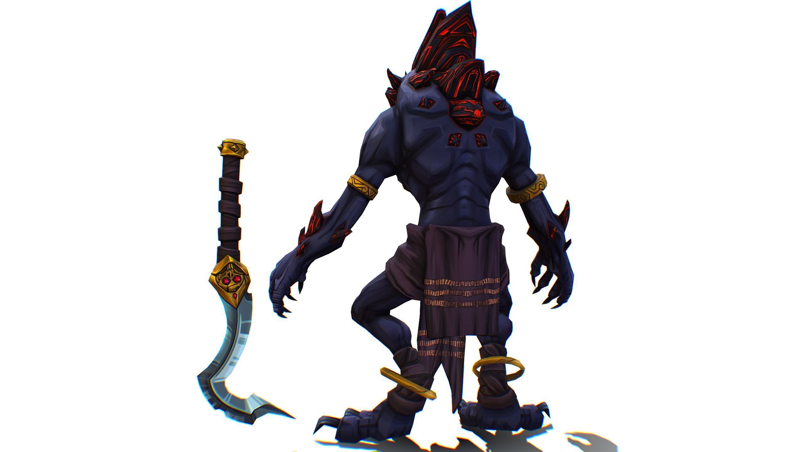 Gnome Gremlin Troll Monster Skull Golden Mask Lowpoly Low-poly 3D model_4