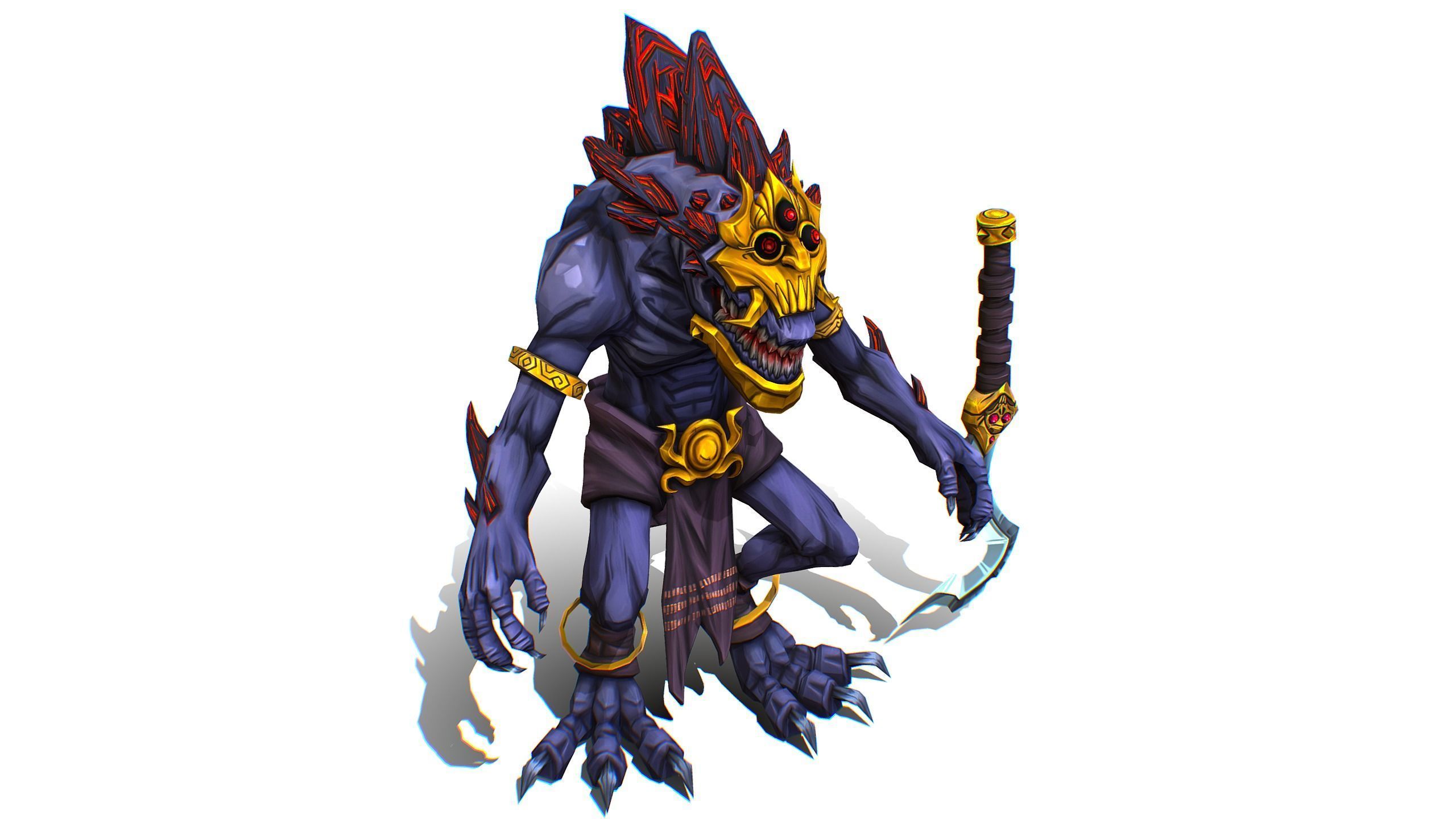 Gnome Gremlin Troll Monster Skull Golden Mask Lowpoly Low-poly 3D model_12