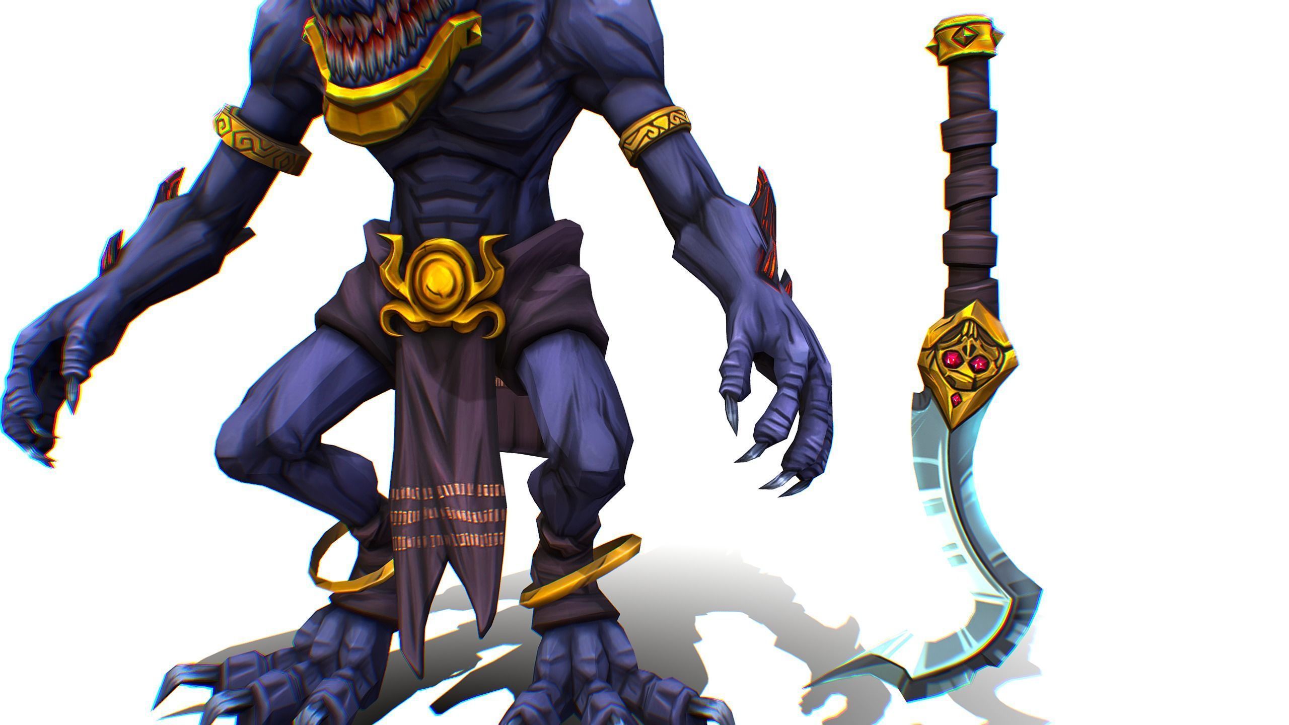 Gnome Gremlin Troll Monster Skull Golden Mask Lowpoly Low-poly 3D model_18