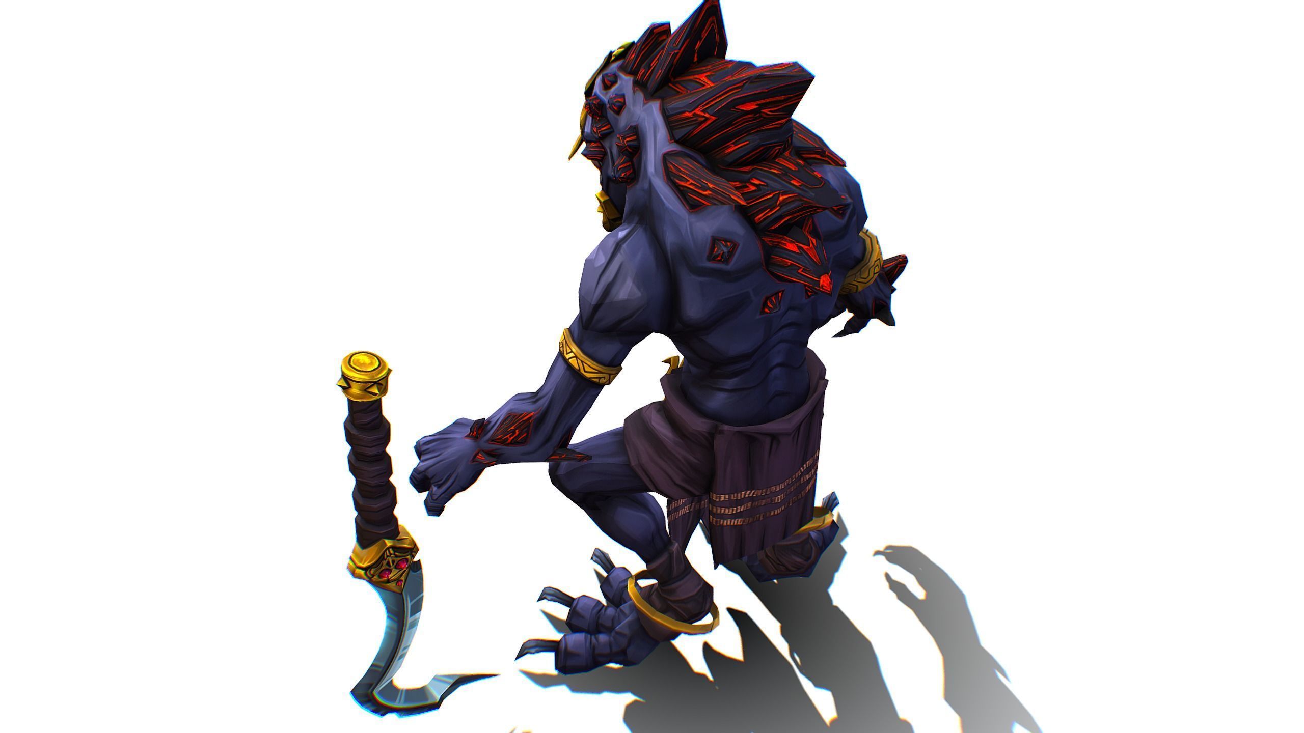 Gnome Gremlin Troll Monster Skull Golden Mask Lowpoly Low-poly 3D model_11