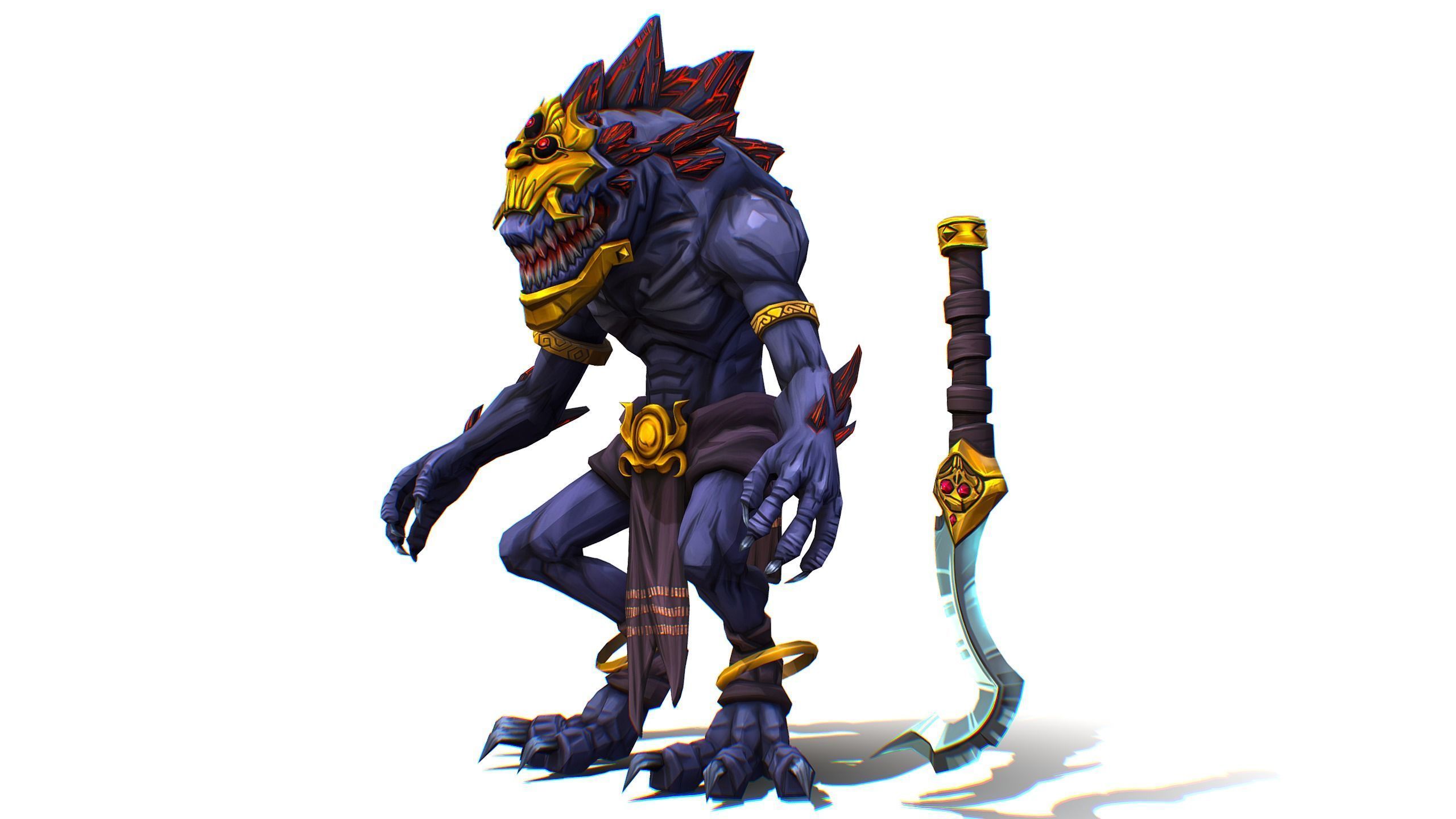 Gnome Gremlin Troll Monster Skull Golden Mask Lowpoly Low-poly 3D model_1