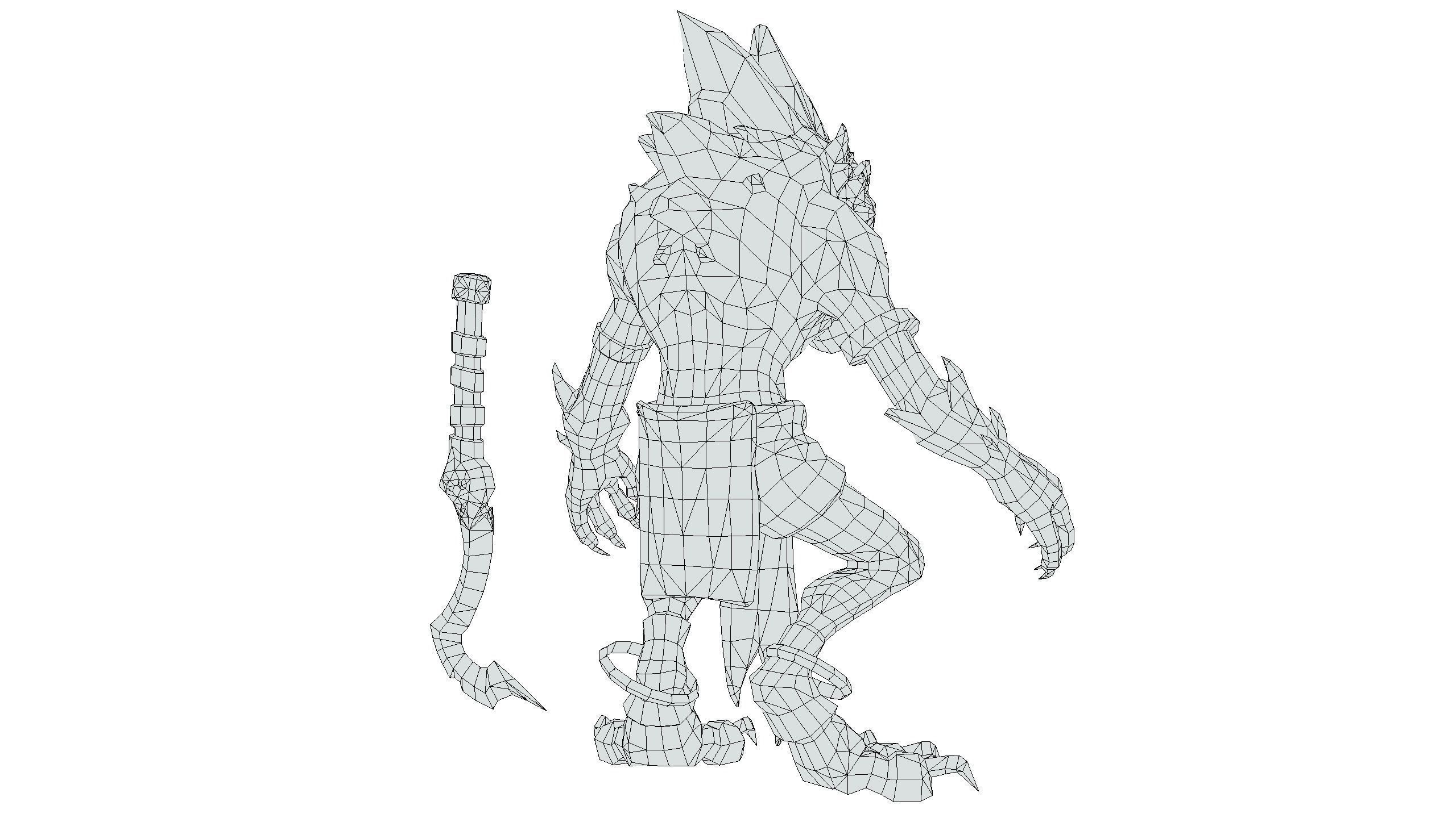 Gnome Gremlin Troll Monster Skull Golden Mask Lowpoly Low-poly 3D model_23