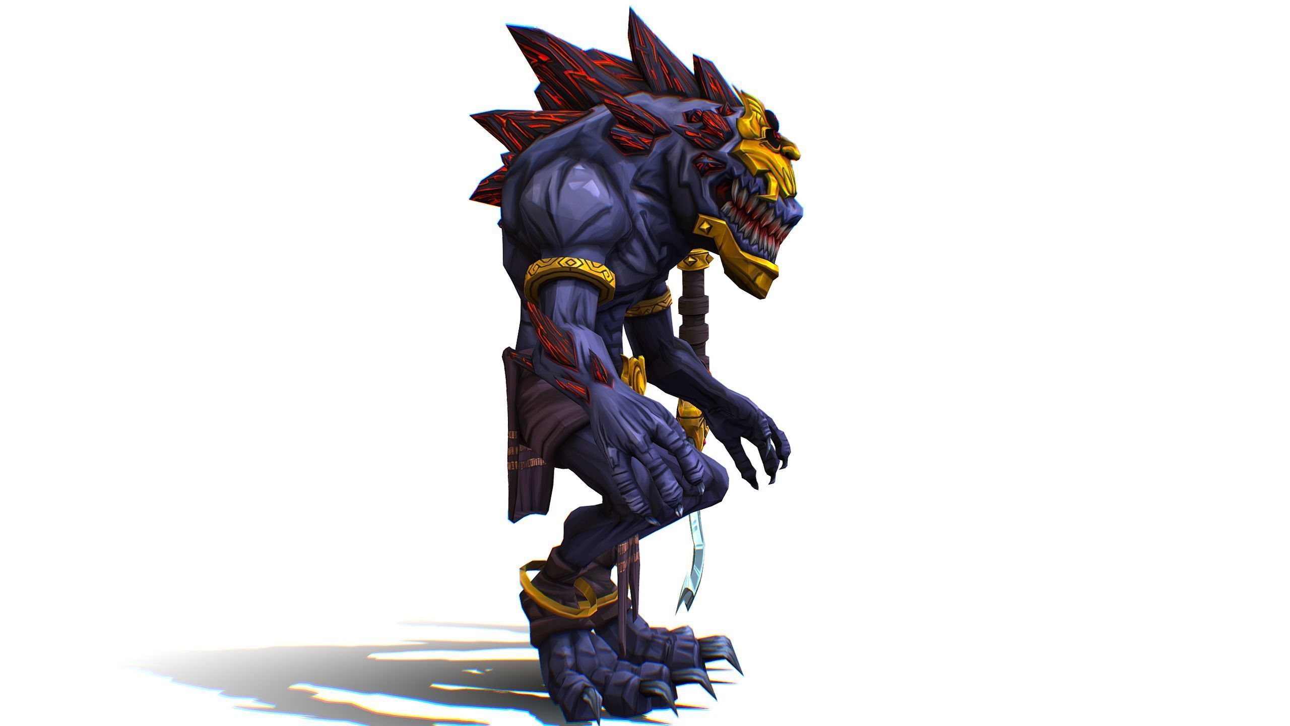 Gnome Gremlin Troll Monster Skull Golden Mask Lowpoly Low-poly 3D model_7