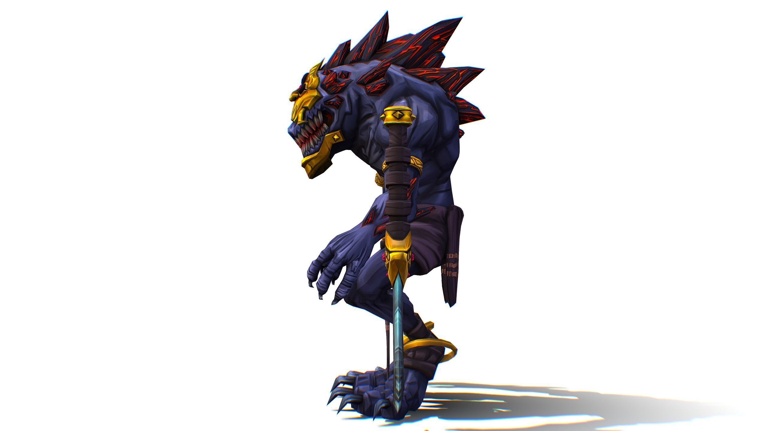 Gnome Gremlin Troll Monster Skull Golden Mask Lowpoly Low-poly 3D model_9