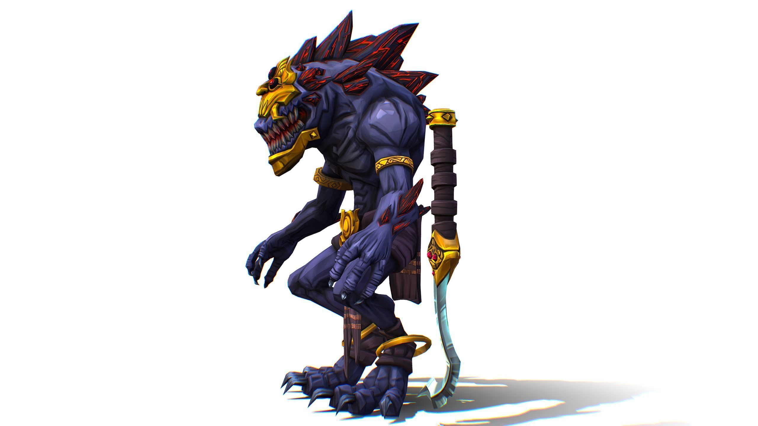 Gnome Gremlin Troll Monster Skull Golden Mask Lowpoly Low-poly 3D model_2