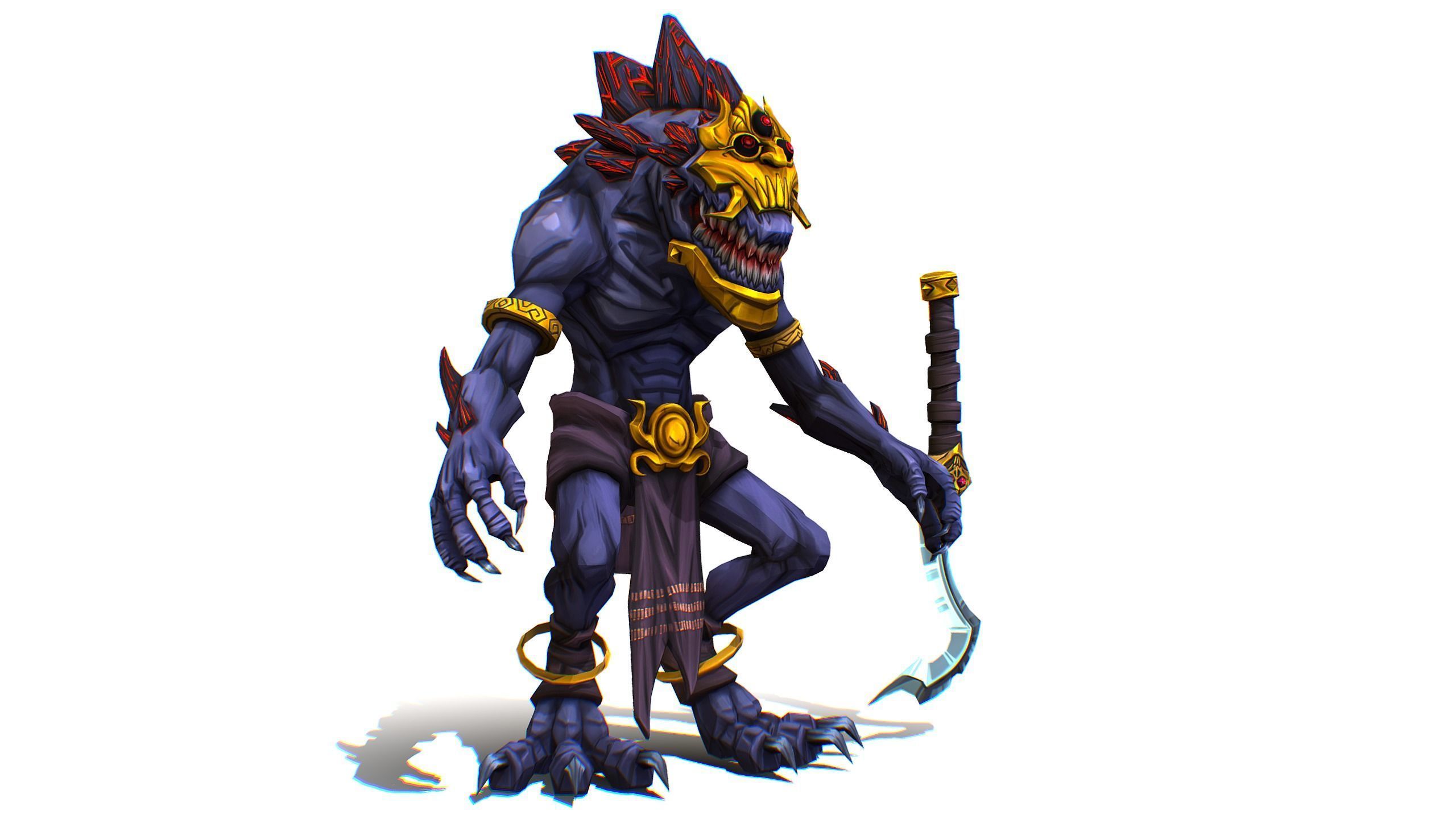 Gnome Gremlin Troll Monster Skull Golden Mask Lowpoly Low-poly 3D model_8