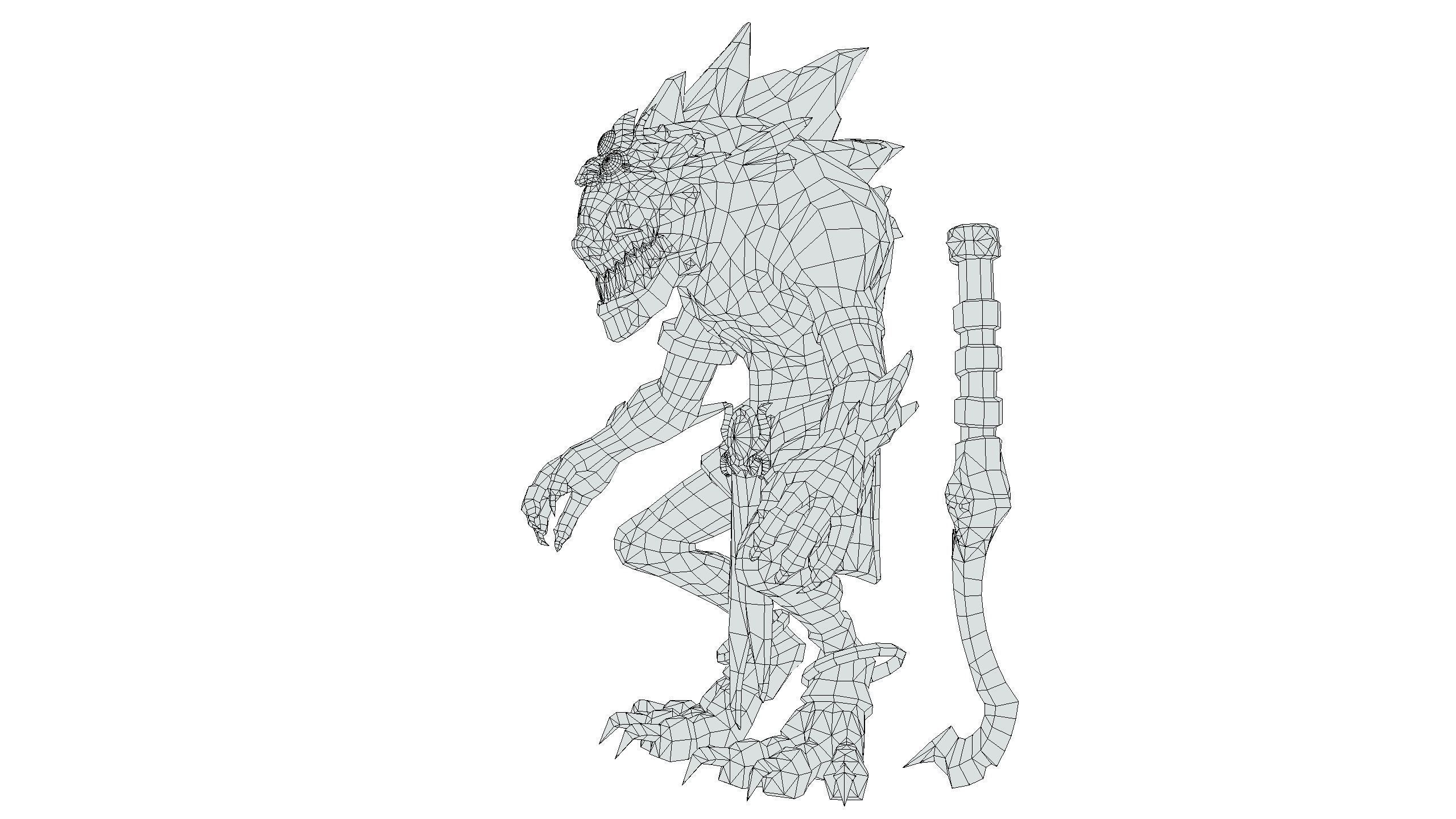 Gnome Gremlin Troll Monster Skull Golden Mask Lowpoly Low-poly 3D model_20