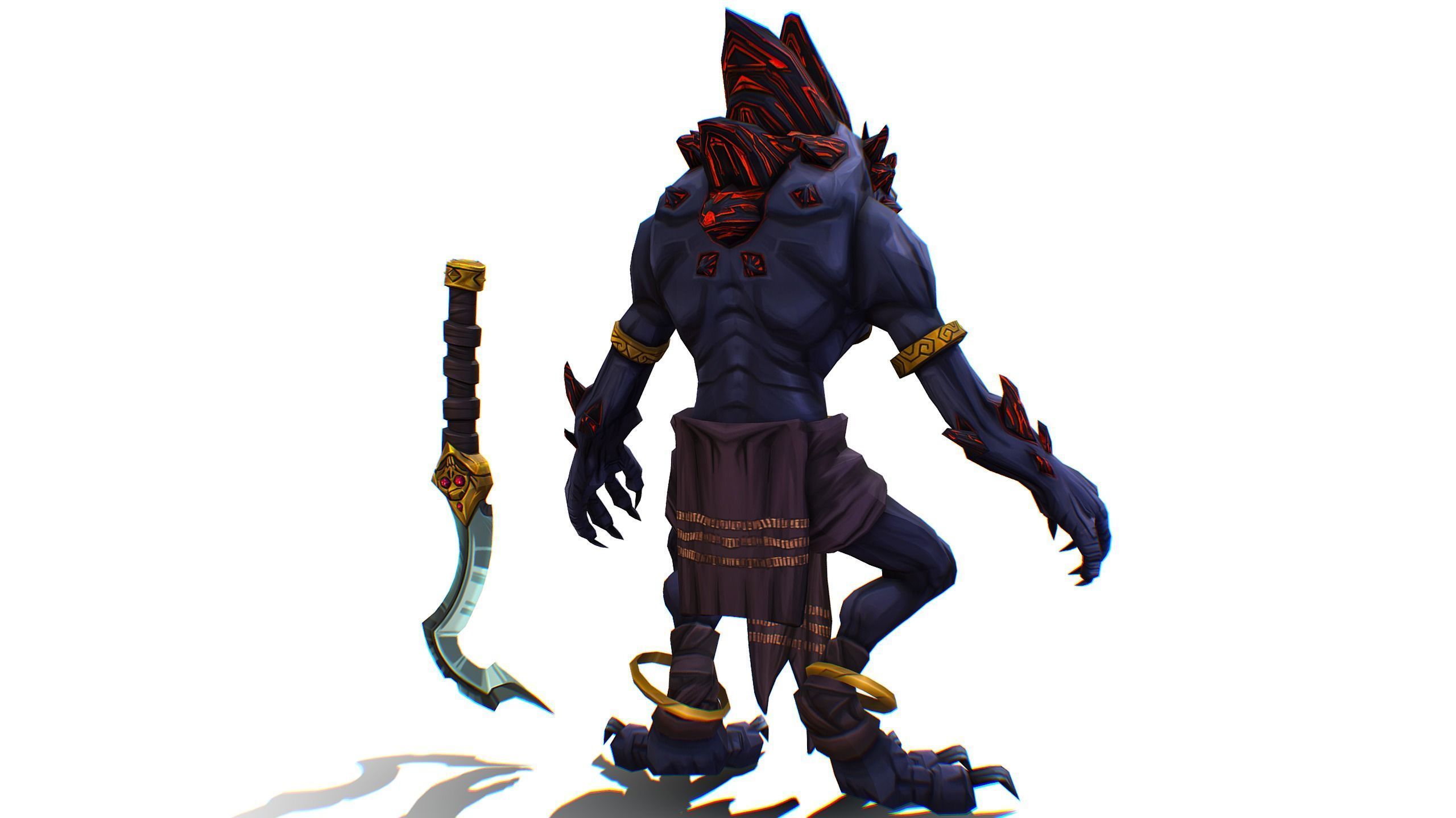 Gnome Gremlin Troll Monster Skull Golden Mask Lowpoly Low-poly 3D model_5