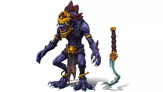 Gnome Gremlin Troll Monster Skull Golden Mask Lowpoly