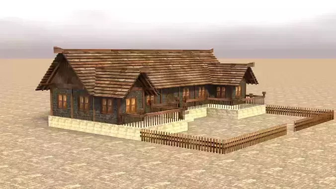 Old Medieval Village House 3D Low Poly Low-poly 3D model