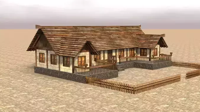 Mobile-Friendly 3D Medieval Village House Low-poly 3D model