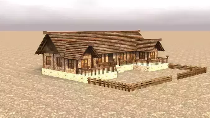 Medieval Village Low Poly 3D House Low-poly 3D model