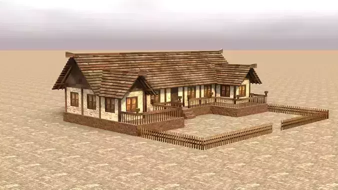 Medieval House Low Poly 3D Asset Low-poly 3D model