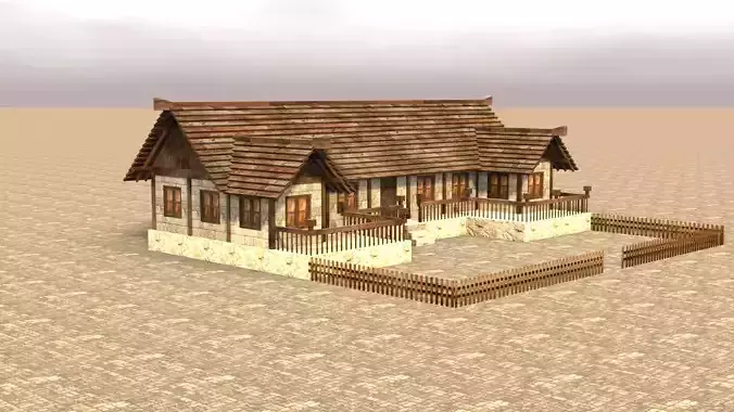 Medieval Game Asset Low Poly House Low-poly 3D model