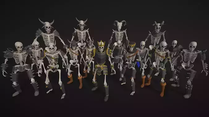 Skeletons Knights - Low Poly Asset Pack Low-poly 3D model