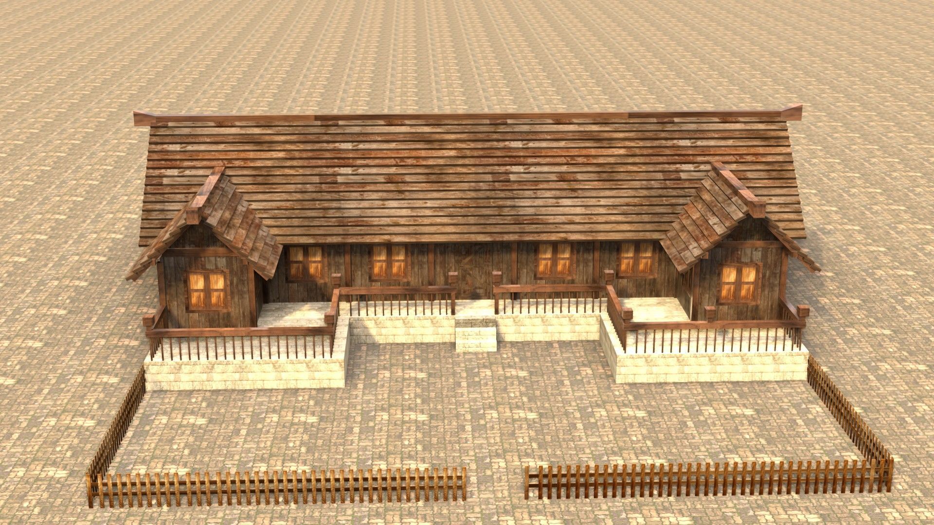Medieval Cottage Low Poly Village House Low-poly 3D model_1