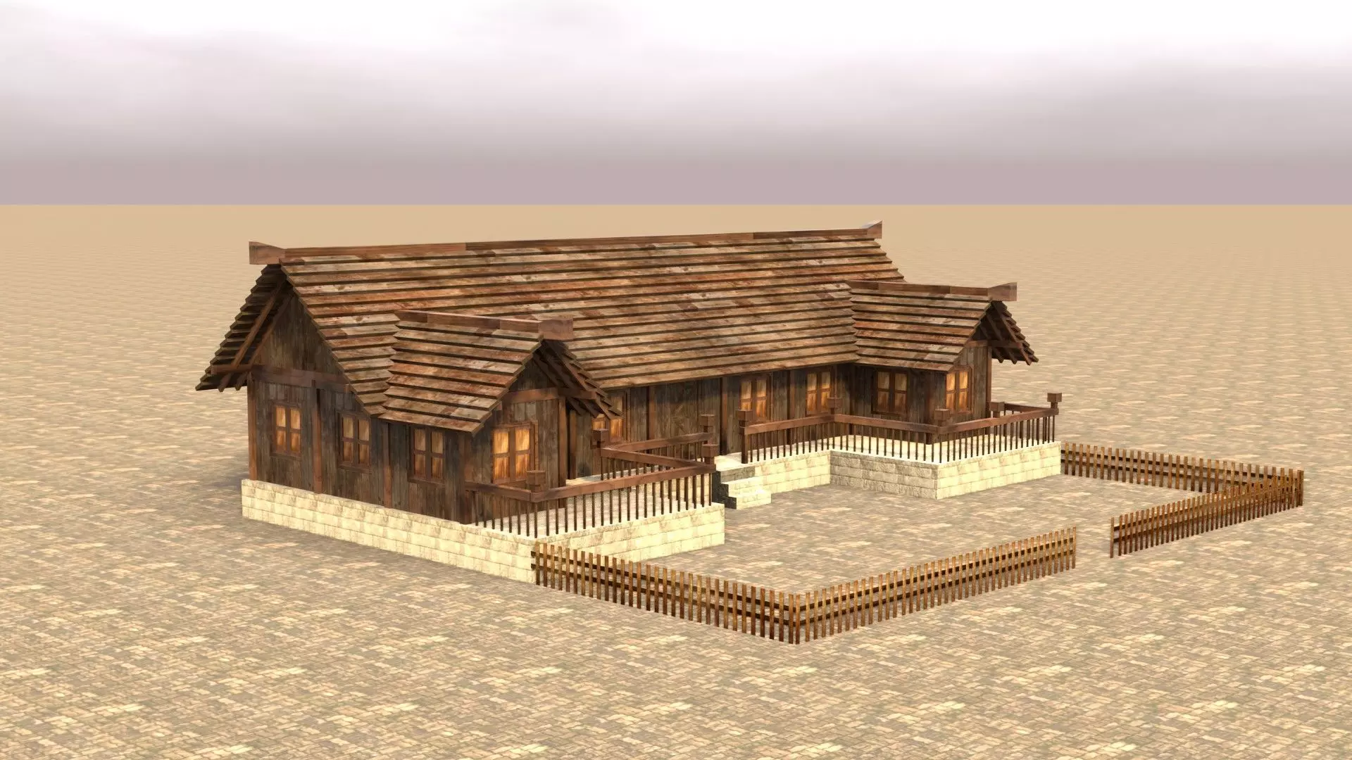 Medieval Cottage Low Poly Village House Low-poly 3D model_0