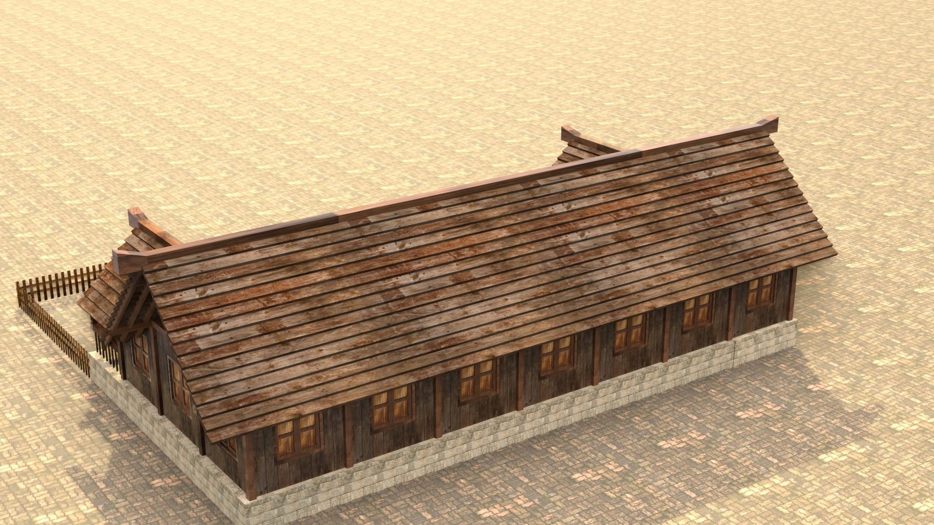Medieval Cottage Low Poly Village House Low-poly 3D model_8