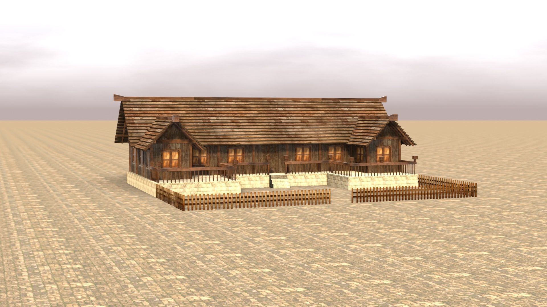 Medieval Cottage Low Poly Village House Low-poly 3D model_16