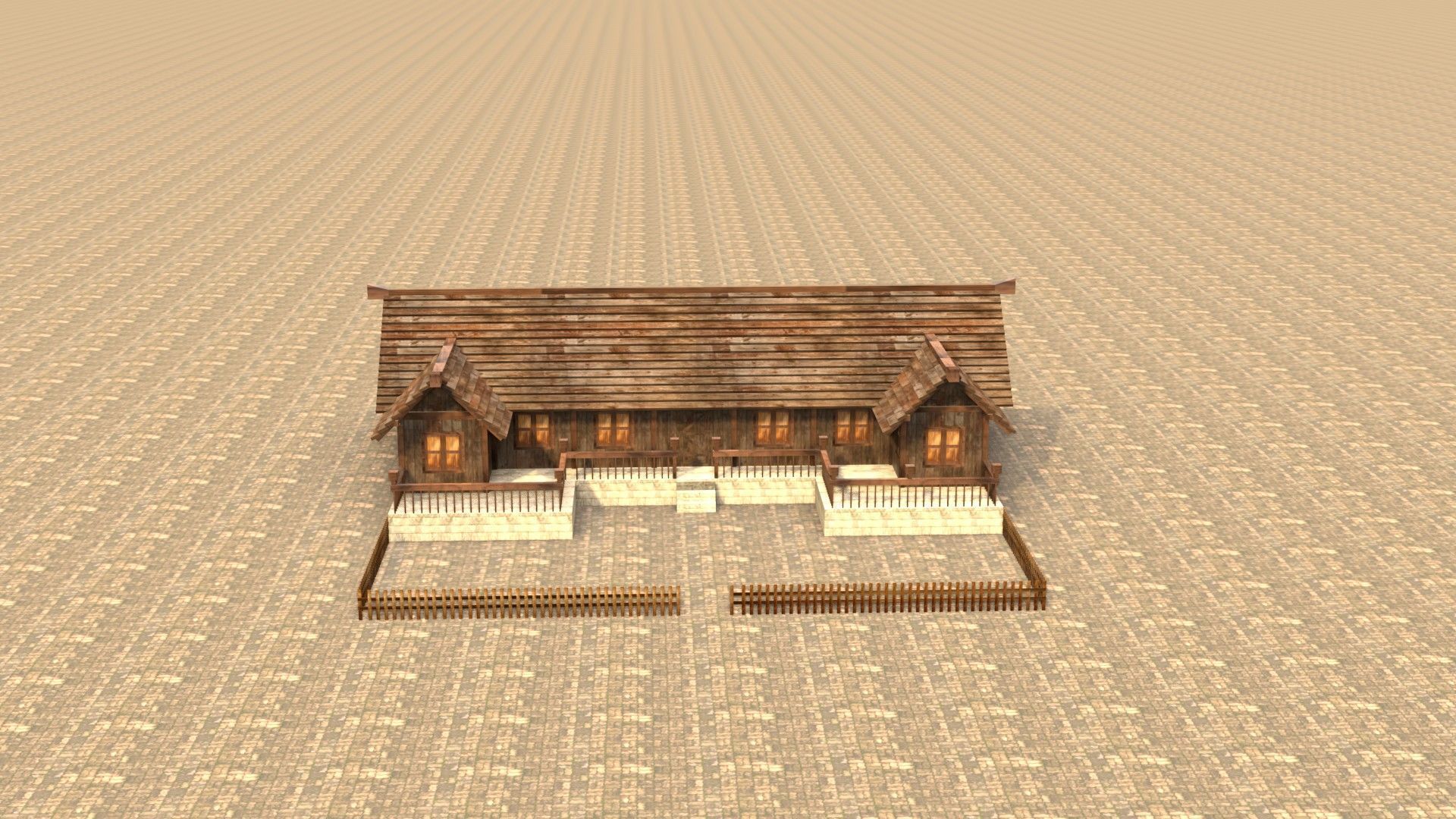 Medieval Cottage Low Poly Village House Low-poly 3D model_17