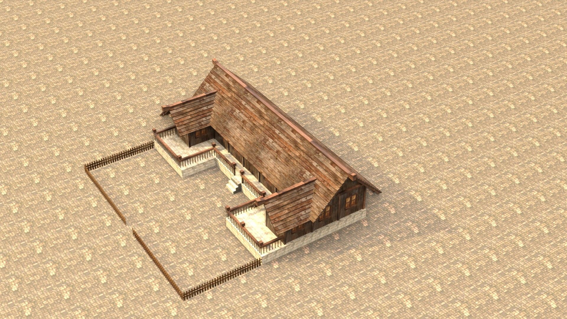 Medieval Cottage Low Poly Village House Low-poly 3D model_19
