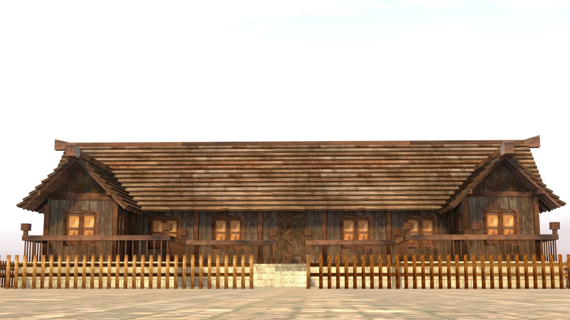 Medieval Cottage Low Poly Village House Low-poly 3D model_10