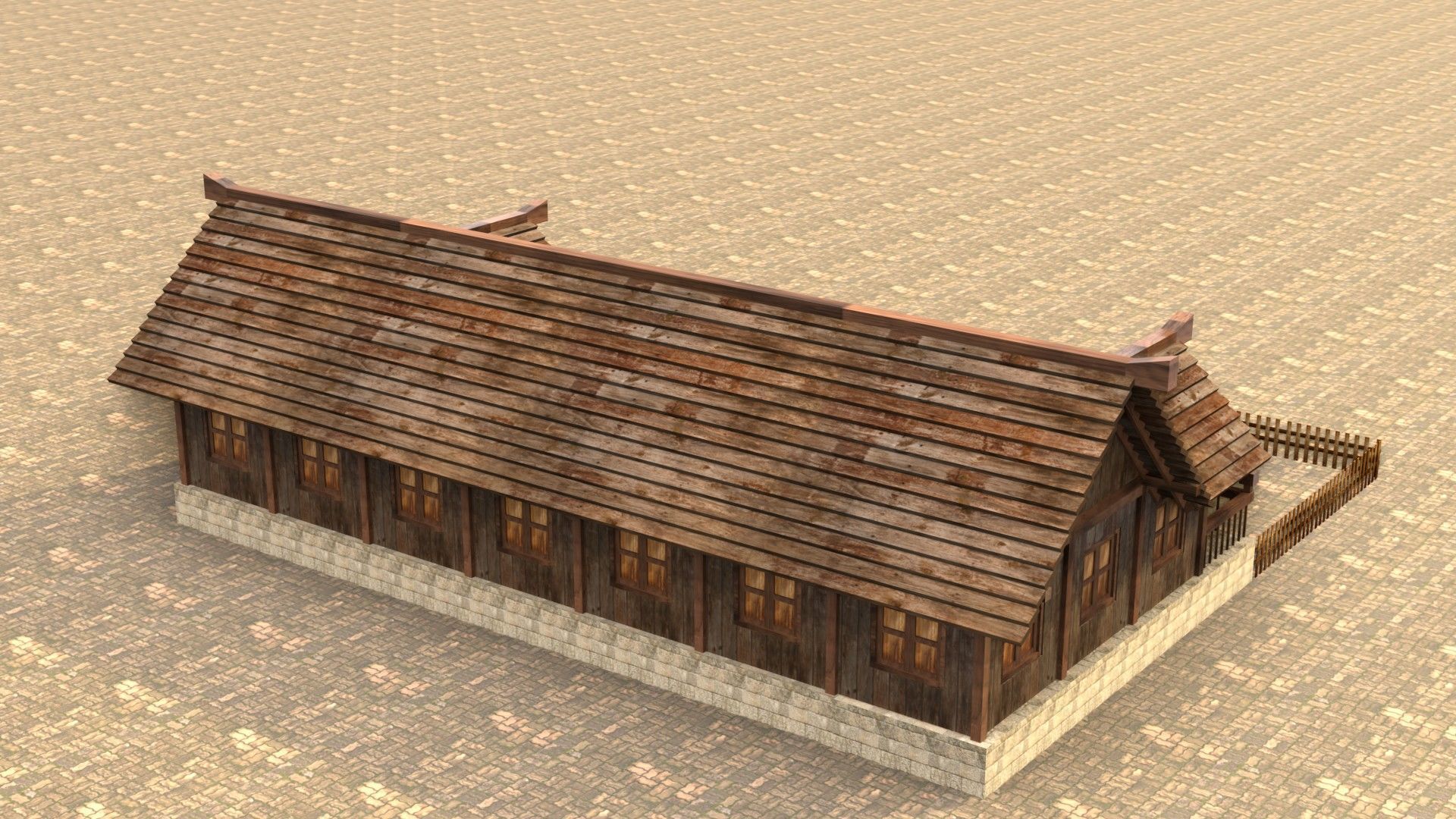 Medieval Cottage Low Poly Village House Low-poly 3D model_7
