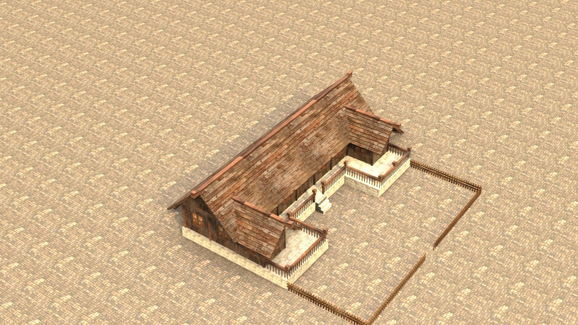 Medieval Cottage Low Poly Village House Low-poly 3D model_18