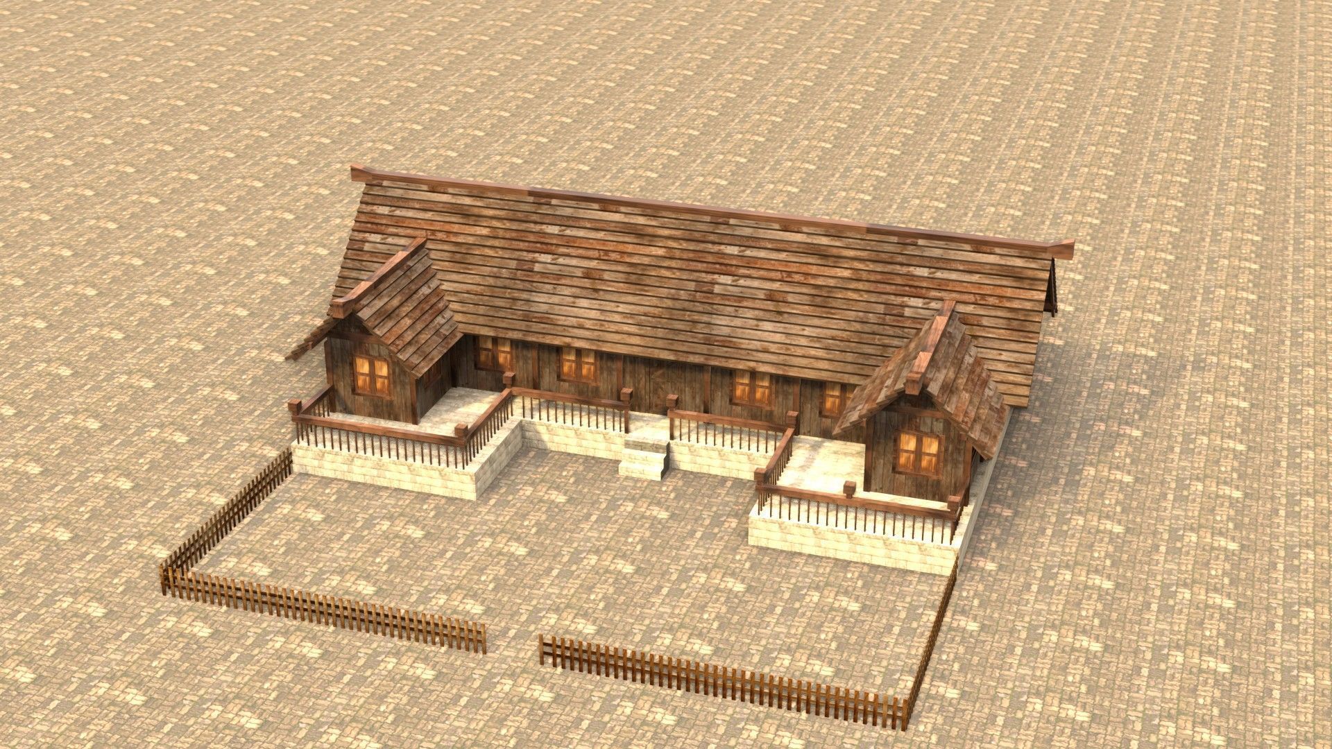 Medieval Cottage Low Poly Village House Low-poly 3D model_3
