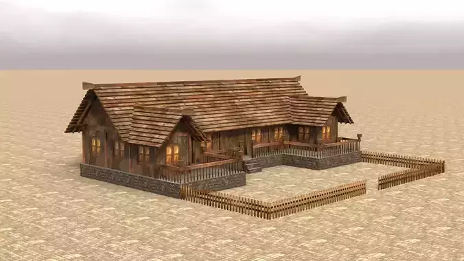 Low Poly Old Town Medieval House 3D Low-poly 3D model