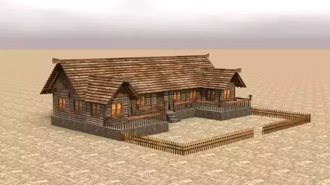 Low Poly Medieval Village House Low-poly 3D model