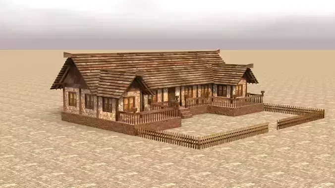 Low Poly 3D Medieval City House Model Low-poly 3D model