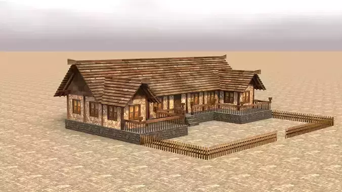 Game-Ready Medieval Low Poly House Asset Low-poly 3D model