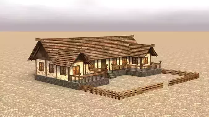 Fantasy Old Village House Low Poly 3D Low-poly 3D model