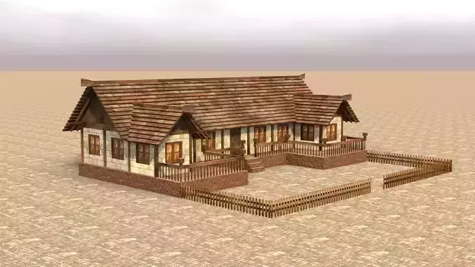 Fantasy Medieval Village House Low Poly Low-poly 3D model
