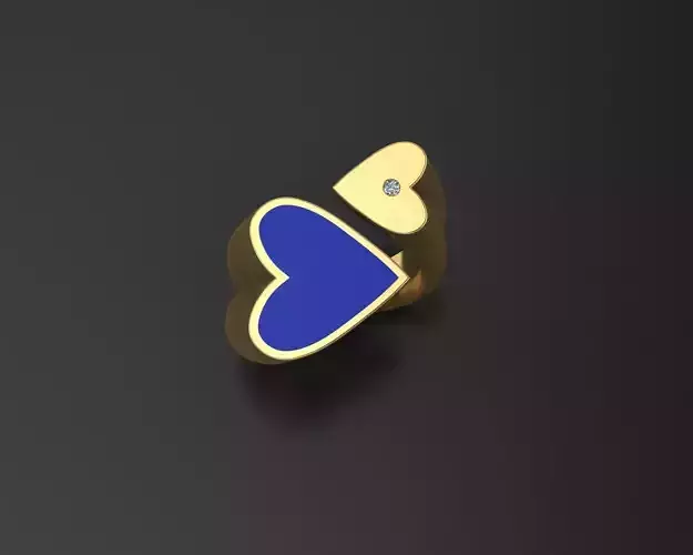 Heart ring with enamel