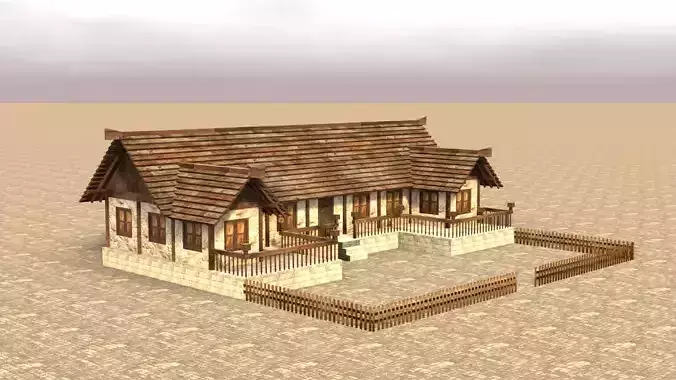 3D Model Medieval Village Low Poly Low-poly 3D model