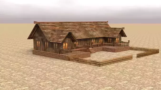 3D Low Poly Village Medieval House Low-poly 3D model