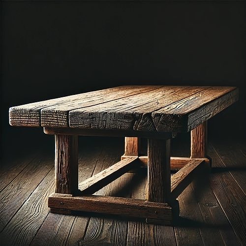 Rustic Old Wooden Table 3D Model 3D model