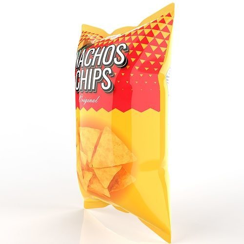 Nachos Chips Bag Packaging Model for Snack Branding 3D model 2